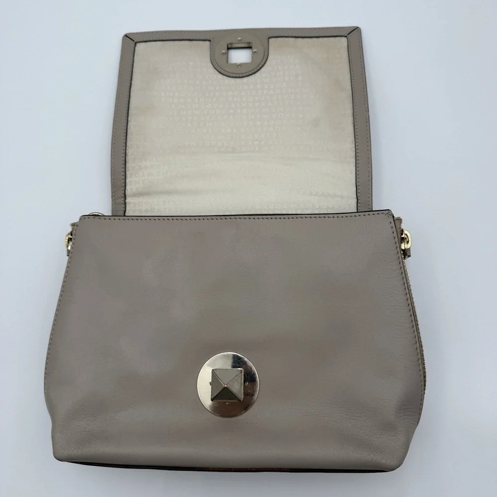 Kate Spade Vintage Leather Laurel Magnolia Satchel/Crossbody‎ - Taupe Beige Flaw